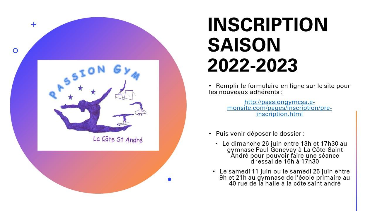 Inscription saison 2022 2023